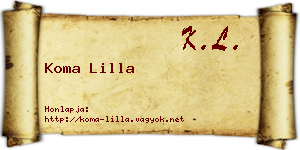 Koma Lilla névjegykártya
